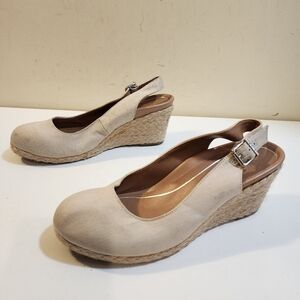 VIONIC Carolina Oat Slingback Espadrilles Wedges Round Toe Shoes size 9